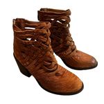 Free People  Carrera Braided Woven Leather Boot Vintage Tan Distress Photo 2