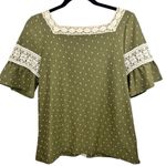 Maeve NWT Anthropologie  Square Neck‎ Lace Trimmed Blouse Top Green Size Small Photo 6