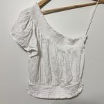 Aerie  Pool To Party One Shoulder Top Size Medium Cotton Gauze White Crop Beach Photo 1