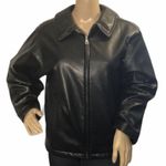 Vintage 1990s Y2K Andy Johns Faux Leather Black Bomber Jacket Medium Runs Small Size undefined Photo 0