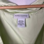 Soft Surroundings  Light Pastel Green Satin Cowl Neck Short Sleeve Blouse L Photo 4