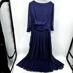 Alex Evenings  Mother of the Bride Maxi Dress Gown Satin Mesh Draped Blue 6 NWT Photo 4