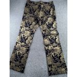 Soft Surroundings  Gold Floral Wide Leg Pants L Black Metallic Pull On Photo 7