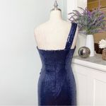 Cache Navy Blue Sequin Formal Gown Maxi Dress with Slit 4 Photo 8