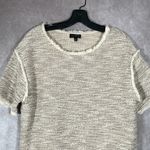 The Limited  Cream Textured Tweed Fringe Sweater Shirt | Size Medium Photo 1