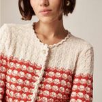 J.Crew NWT Textured Crochet Lady Jacket in Moroccan Sand Red Cardigan Sweater L Photo 2