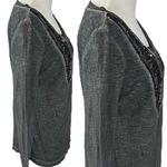 Free People  Tiger Eyes Sequined Henley Tee in Washed Black Size Small Photo 5