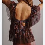 NWT By Anthropologie Tulle Lace Mix Ruffled Top XS Purple Photo 2