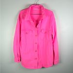 Good American Hot Pink Button Front Shacket Overshirt Jacket Photo 1