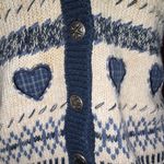 Christopher & Banks  Navy and Cream Heart Pattern Cardigan Photo 2