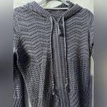 Athleta  Open Crochet Full Zip Up Hoodie Knit Cardigan Women’s Size M, Gray Photo 1