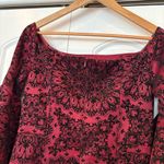 Venus Burgundy And Black Velvet Off Shoulder Dress Size 10 Photo 4