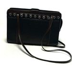 Brighton  Black Pebbled Genuine Leather Studded Heart Purse Shoulder Bag Tote Photo 0