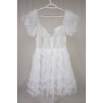White Off Shoulder Tulle Puffy Sleeve Dress Costume Party Homecoming US 10 Photo 4