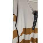 BDG Womens Ivory Brown Tunic Sweater Dress Sz Large Henley Striped Ribbed Knit Photo 8
