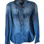 Ci Sono Chambray Snap Pearl Button Down Top Photo 0