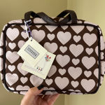Stephanie Johnson Brown and Pale Pink Heart ML Traveler Cosmetics Case Photo 0