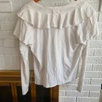 Nation Ltd Kelsey Ruffled Romance Tee Long Sleeve V-Neck White Shirt Size L Photo 4