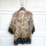 Figueroa & Flower Womens Shirt Blouse Sheer Floral Mixed Print 3/4 Sl Plus 1X Gold Photo 2