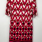 Eliza J Red Geometric Print Short Sleeve Knee Length Shift Dress Size 6P Photo 0