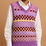 Urban Outfitters  Retro Checker Knit Sweater Vest Multicolor Photo 0