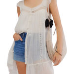 Free People  Olivia Gauze Babydoll Dress Ivory L Photo 0