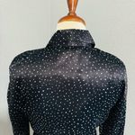 ZARA Women Black Polka Satin Effect Long Sleeves Bohemian V-Neck Tied Top Sz M Photo 13