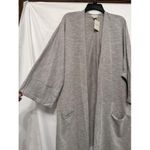 DONNI Womens Gray White Stripe Cardigan Wide Sleeve One Size OSFA‎ Plus NWT Photo 3