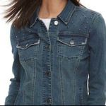 Juicy Couture  Nailhead Stretch Denim Jean Jacket M 20” p2p Dark Wash $70 Retail Photo 4