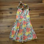 Guess Floral Halter Top Mini Dress Womens Size 4 Bustier Smocked Lined Y2K Pink Photo 2