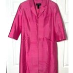 Liz Claiborne Liz Clairborne Collection Bright Pink 100% Silk 3/4 Sleeve Light Jacket Size 12 Photo 6