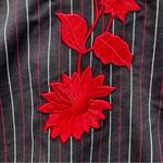 Vintage 90s Pinstriped Mini Pencil Skirt with Embroidered Red Floral by i.e. Black Size 14 Photo 2