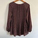 Jones New York 🦋  Red Orange Flowy Blouse Long Sleeve Medium Photo 3