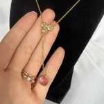 Boutique Real Simple Talia Gold and Pink Stone Necklace Photo 1