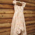 Mac Duggal  68276  Womens FLORAL PRINT PUFF SLEEVE HIGH LOW BROCADE GOWN Photo 6