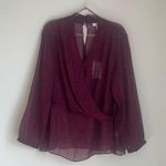 H by Halston NWT HALSTON Magenta Sheer Blouse Photo 0