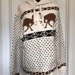American Eagle  Outfitters Womens Hooded Sweater M Deer Knit Acrylic Cotton Beige Photo 0