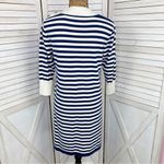 Haley and the Hound Striped Sweater Dress Crew Neck Knit Shift Blue White Medium Photo 3