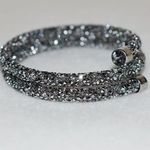 Swavorski Swarovski Stamped Silver/Black Crystal Dust Wrap Bangle Bracelet Photo 1