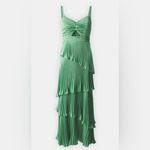 Abercrombie & Fitch  TIERED PLEATED MIDI dress in green spruce Size: XS Tall Photo 1