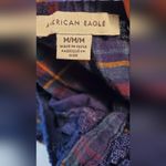 American Eagle  Outfitters Blue Plaid Crochet Peasant Boho Top Women’s M Long Sle Photo 3