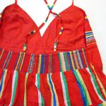 J.Crew NWT Tiered Cotton Voile Maxi in Red Multi Stripe Cross Strap Dress L Photo 5