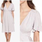 ASTR  Womens Modest Embroidered Short Sleeve Tie Wrap Midi Dress‎ Size S Lavender Photo 1