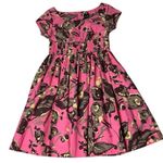 carole little Pink Dress Brown Tan Floral Retro Pin Up Rockabilly Size 10 Photo 2