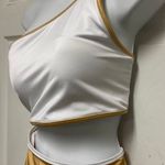 Victoria's Secret Victoria’s Secret White & Gold Color Block One Piece Swimsuit Photo 3