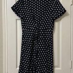 Banana Republic  Navy Blue Corset Tie Waist Polka Dot Short Sleeve Dress Sz 12 Photo 0