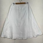 Willi Smith White Luxurious Linen Flared A-Line Modest Lined Midi Skirt Size 12 Photo 1