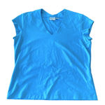 Chico's  Bight Aqua Blue Spandex Cap Sleeve Tee Size 2 (12) Photo 0