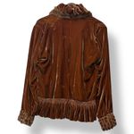 Y2K Green Rice Designs Women Silk Velvet Ruffle Bolero Jacket L Brown Whimsigoth Size L Photo 2