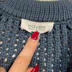 HAVEN WELL WITHIN WOMENS COTTON KNOT STITCH CARDIGAN SWEATER BUTTON LARGE TEAL Blue Photo 2
